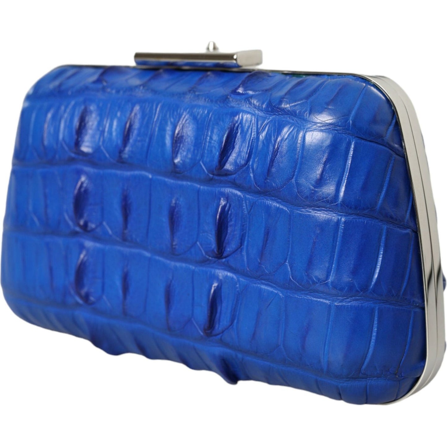 Balenciaga Blue Exotic Skin Leather Shoulder Crossbody Box Clutch Bag