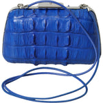 Balenciaga Blue Exotic Skin Leather Shoulder Crossbody Box Clutch Bag