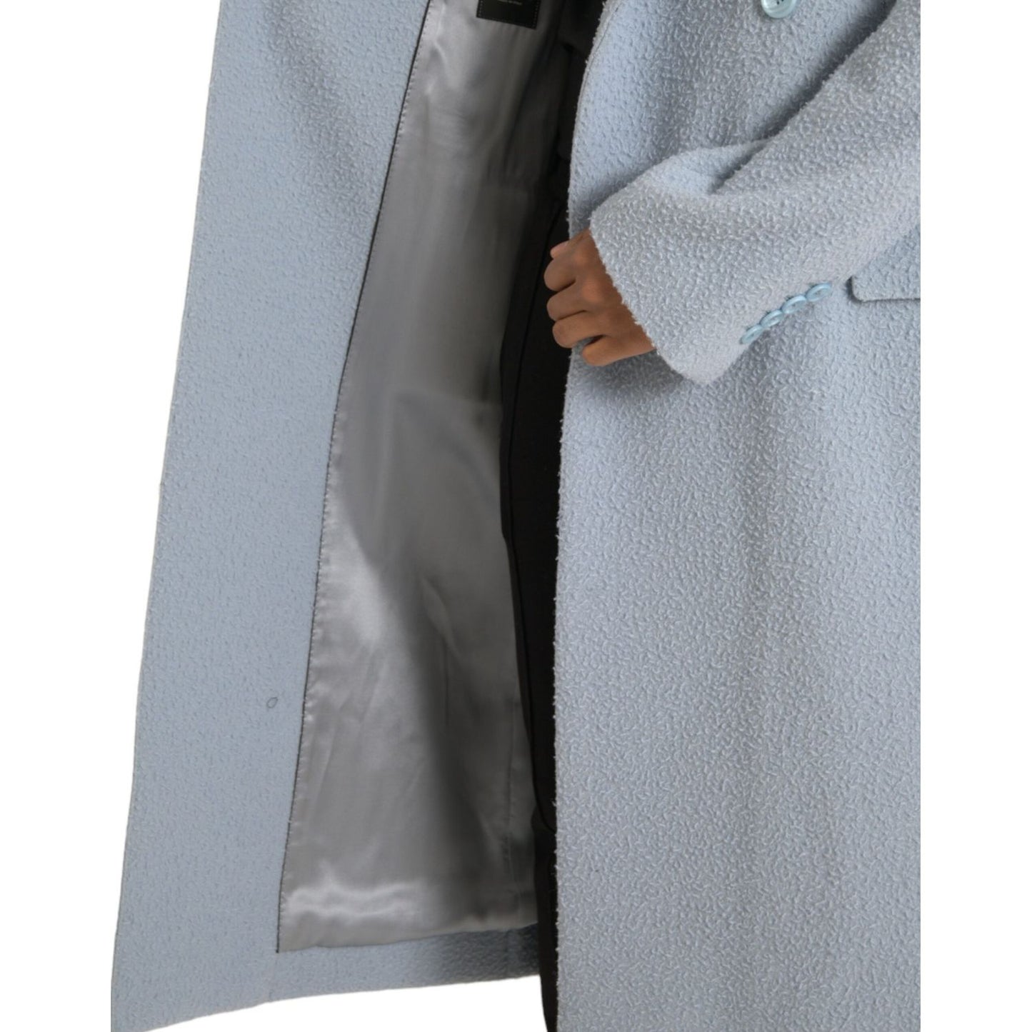Dolce & Gabbana Blue Double Breasted Long Trench Coat Jacket