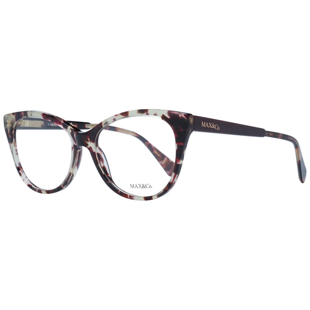 Max & Co Brown Women Glasses Frame, full-rim butterfly style, plastic material, demo lenses, branded case included.