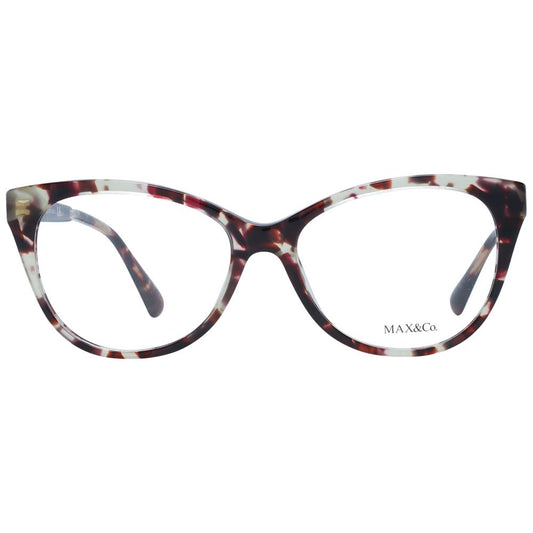 Max & Co Brown Women Glasses Frame, full-rim butterfly style, plastic material, demo lenses, case included, size 54-16-140.
