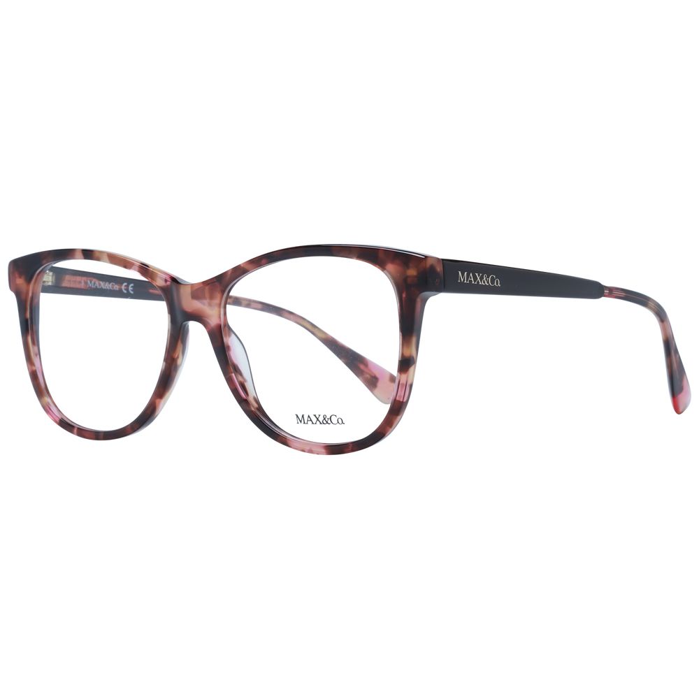 Max & Co Brown Women Glasses Frame, full-rim butterfly style with plastic material, includes branded case, lens width 54, temple length 140.