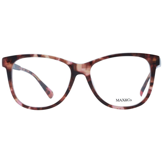 Max & Co Brown Women Glasses Frame with butterfly full-rim design, plastic material, size 54, and branded case included.
