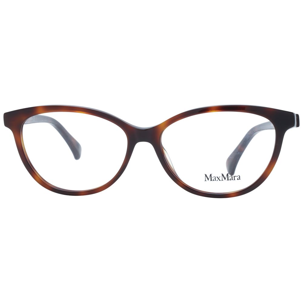 Max Mara Brown Women Glasses Frame in full-rim butterfly style with plastic lenses and 54-14-140 size, includes branded case.