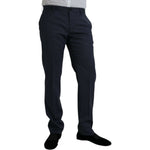 Dolce & Gabbana Blue Wool Slim Fit Dress Formal Pants
