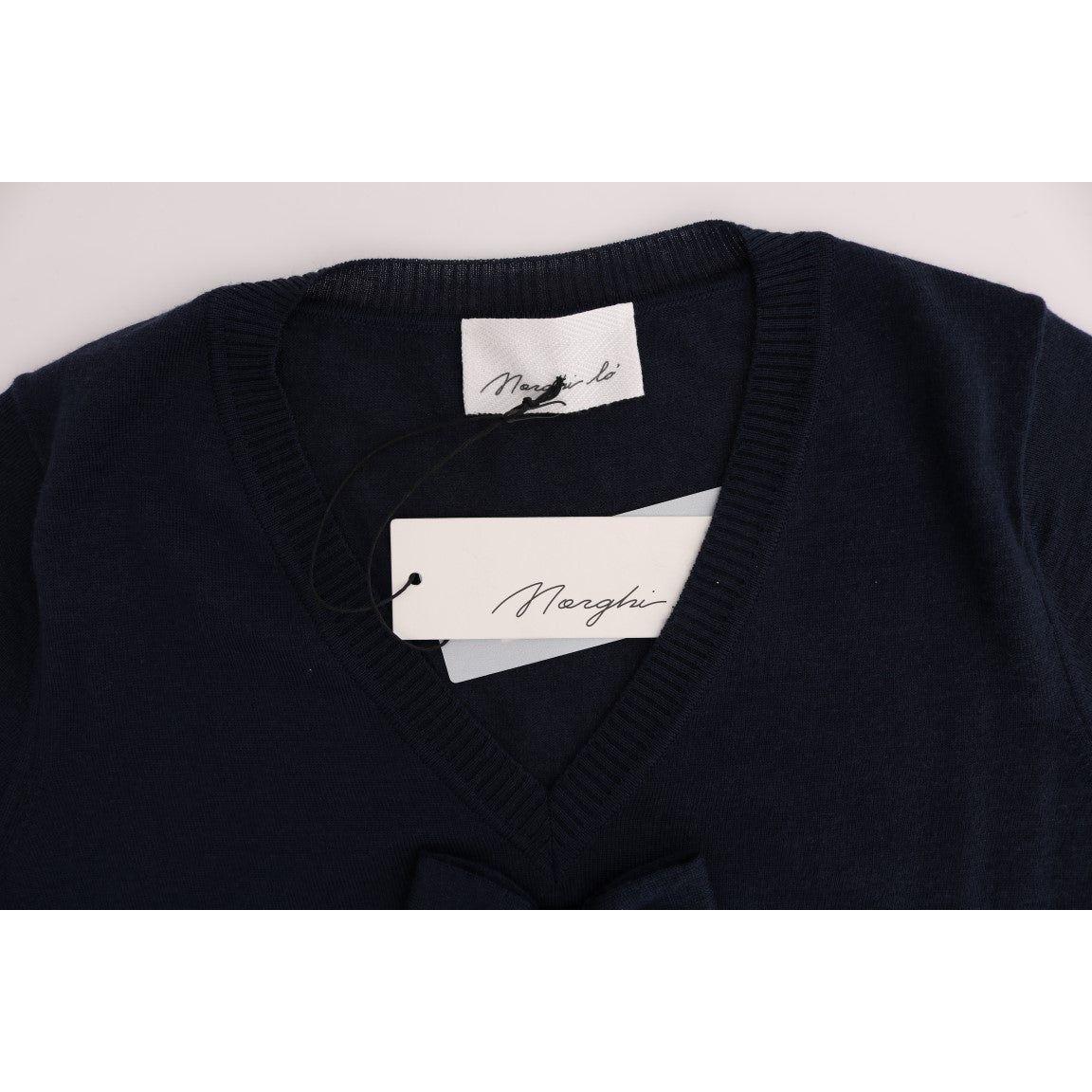 MARGHI LO' Blue 100% Lana Wool Blouse Top