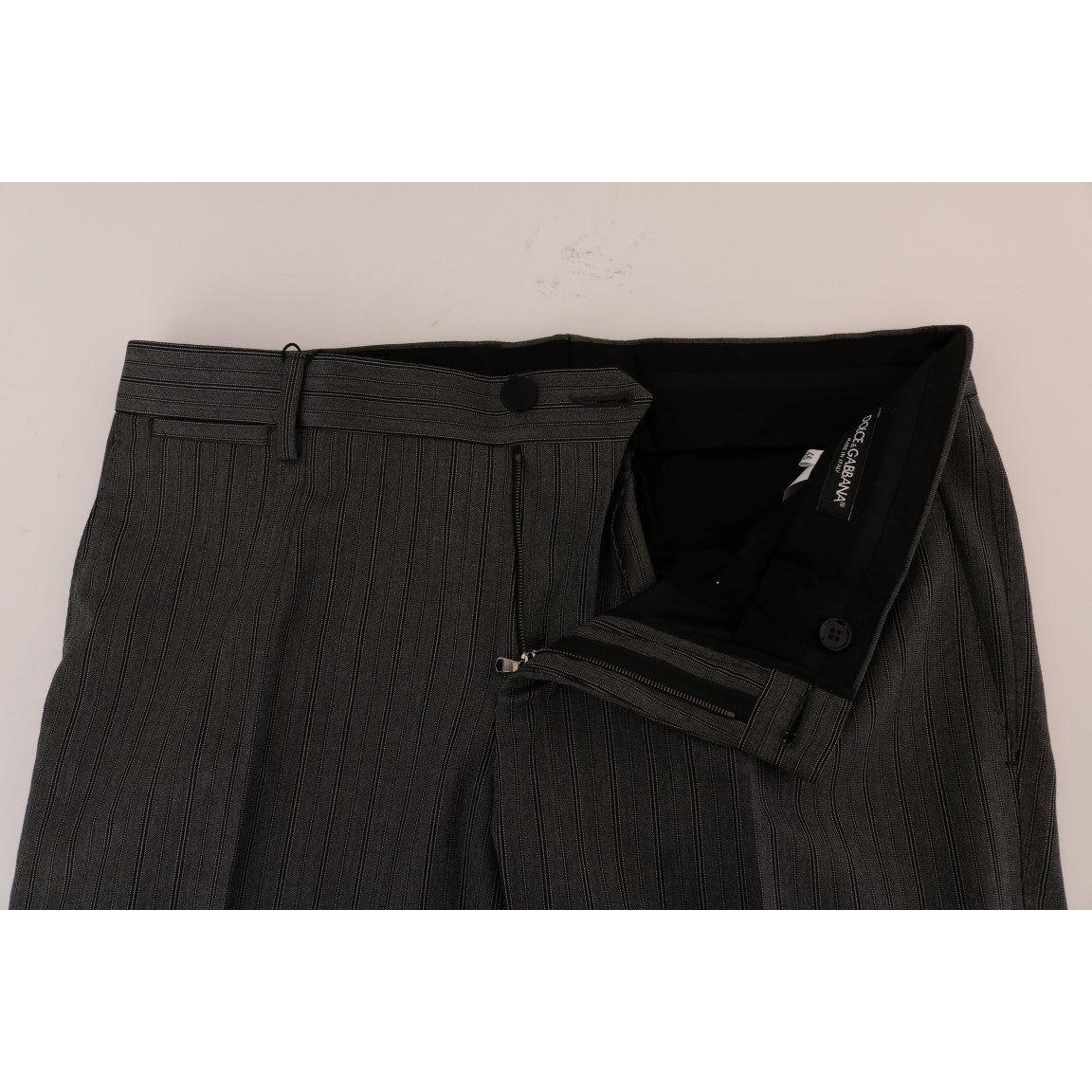 Dolce & Gabbana Gray Wool Striped Formal Pants