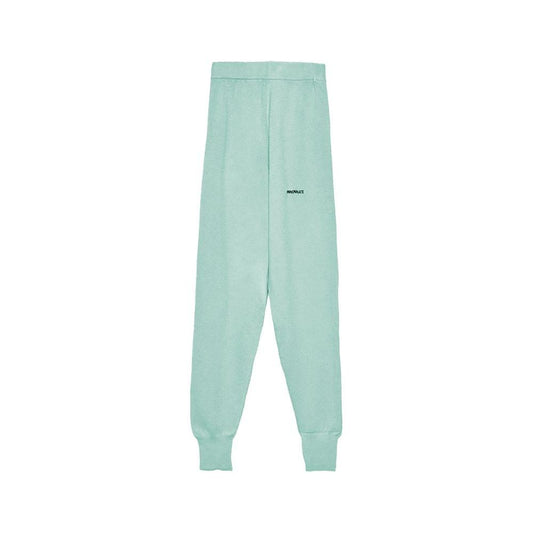 Hinnominate Mint Green Wool Blend Tracksuit Trousers Hinnominate Light Steel Blue