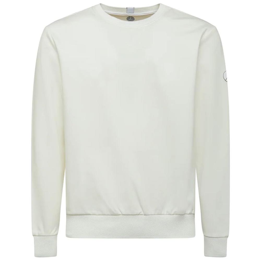 People Of Shibuya Chic White Tech Fabric Crewneck Sweater