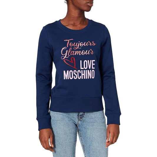 Love Moschino Blue Cotton Women Sweater Love Moschino Dark Slate Gray