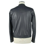Emilio Romanelli Blue Leather Men's Jacket