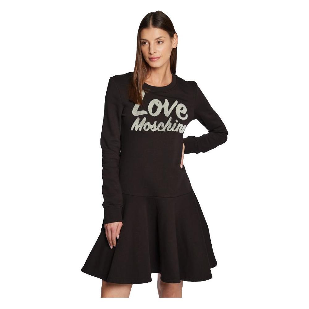Love Moschino Chic Embossed Logo Cotton Blend Dress