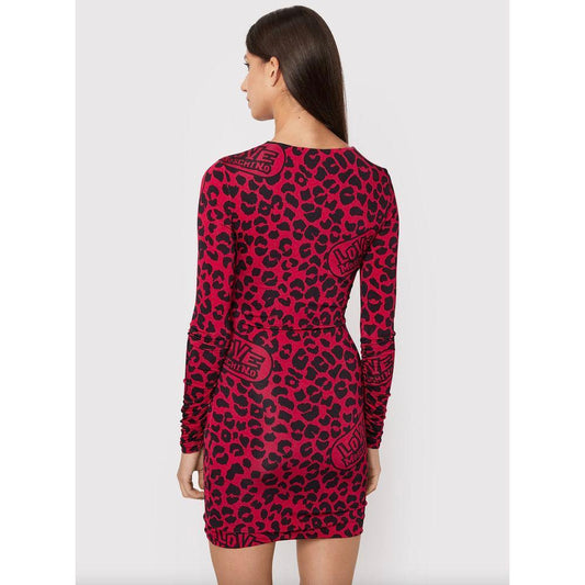 Love Moschino Chic Leopard Texture Dress in Pink and Black Love Moschino Black
