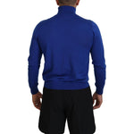 Dsquared² Blue Logo Print Long Sleeves Turtle Neck Sweater