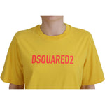 Dsquared² Yellow Logo Print Cotton Crewneck Easy Tee T-shirt Dsquared² Goldenrod