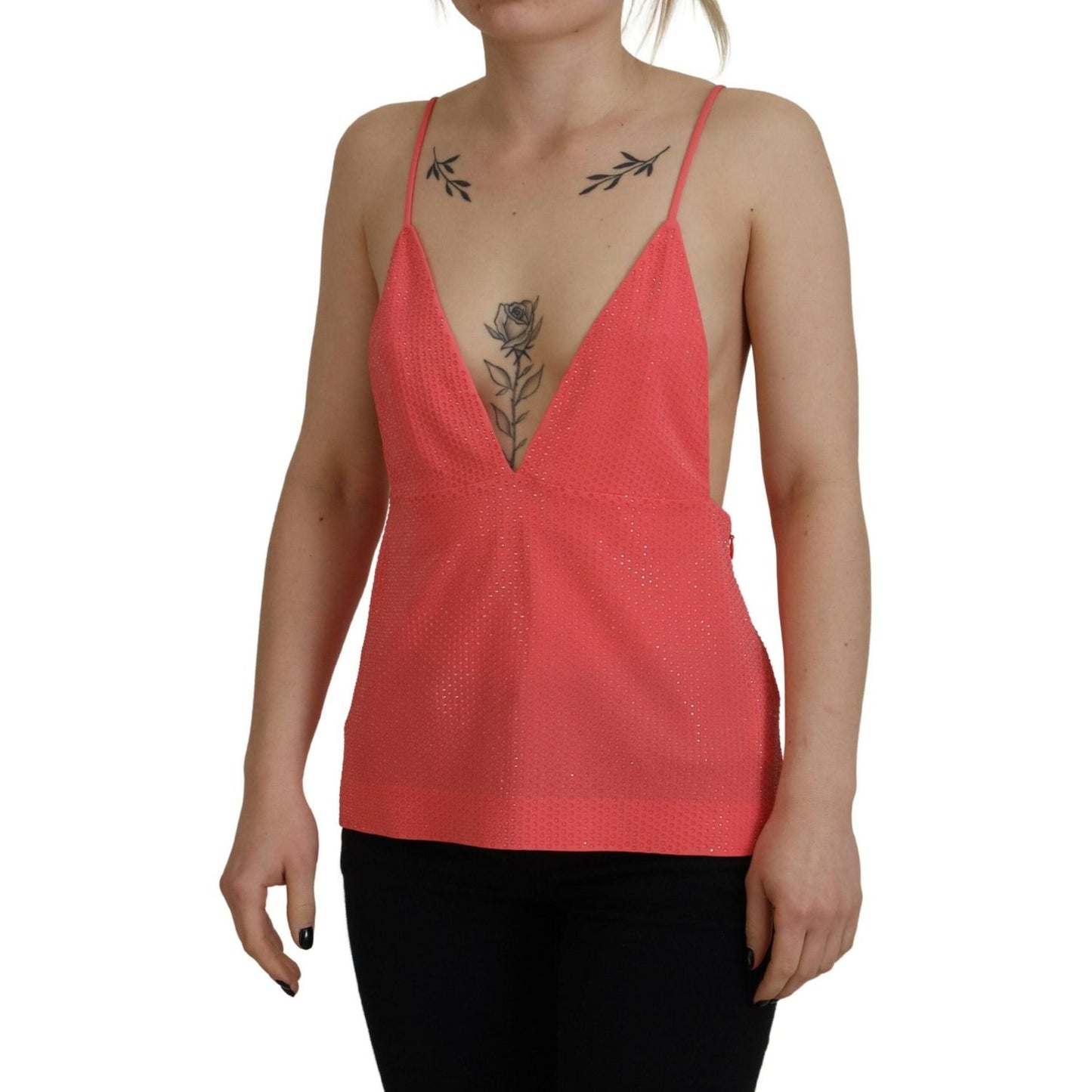 Dsquared² Pink Sleeveless Spaghetti Strap Cami V-neck Top