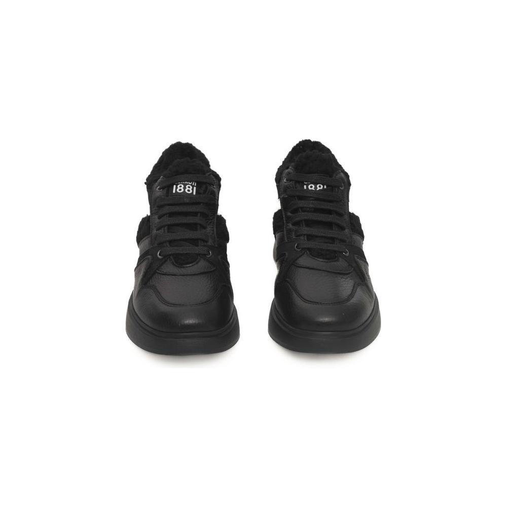 Cerruti 1881 Black Cowhide Women Platform Sneaker