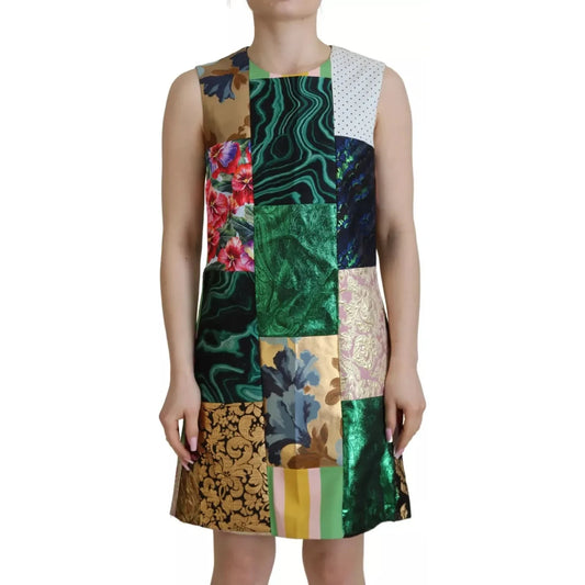 Dolce & Gabbana Multicolor Jacquard Patchwork Shift Mini Dress Dolce & Gabbana Dark Slate Gray