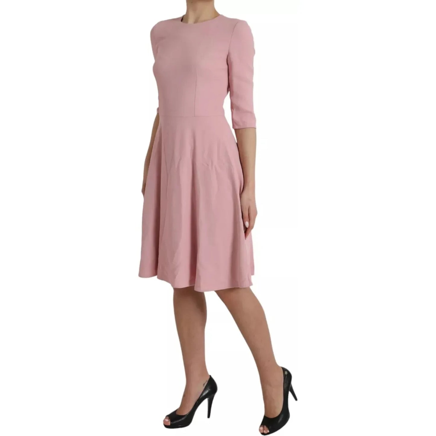 Dolce & Gabbana Pink A-line Flare Viscose Short Sleeves Dress