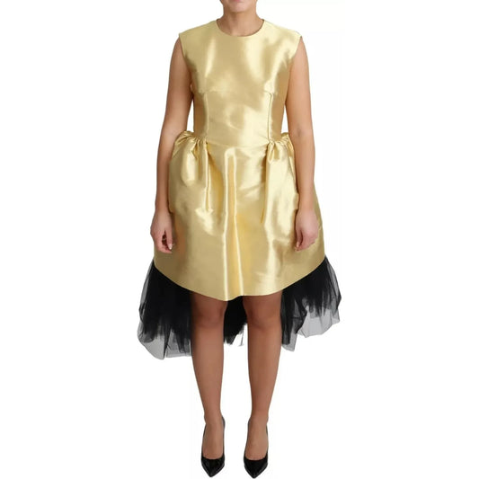 Dolce & Gabbana Gold Polyester Sleeveless A-line Tulle Dress Dolce & Gabbana Dark Khaki