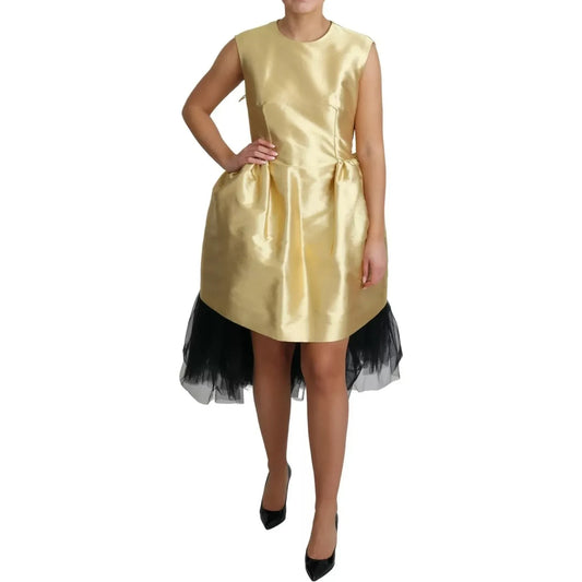 Dolce & Gabbana Polyester Gold Sleeveless A-line Tulle Dress Dolce & Gabbana Rosy Brown