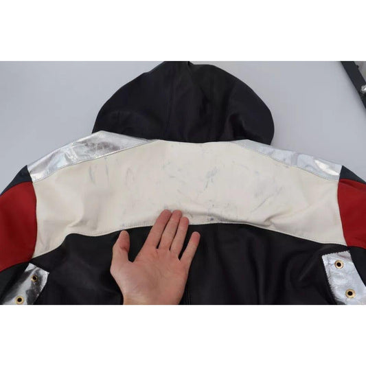 Dolce & Gabbana Black Leather Hooded Blouson Coat Jacket Dolce & Gabbana Black