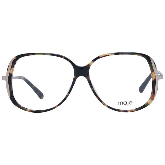 Maje Brown Women Glasses Frame in acetate full-rim, round style, with demo lenses. Includes branded case. Size 54-11-135.