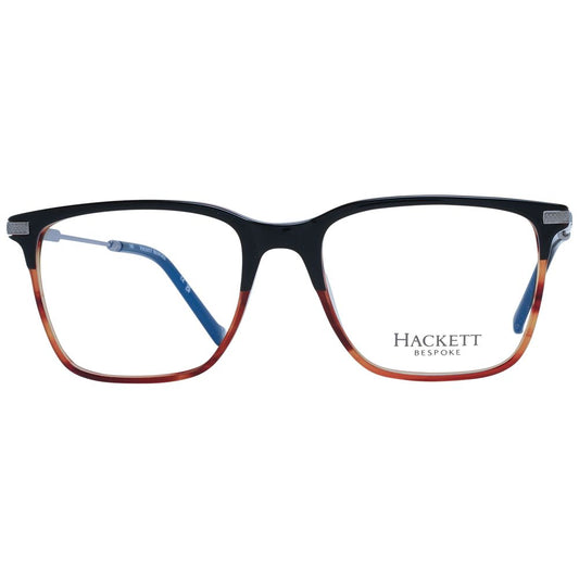 Hackett Brown Men Glasses Frame in brown acetate, full-rim, square style with demo lenses. Size 53-18-140, includes branded case.