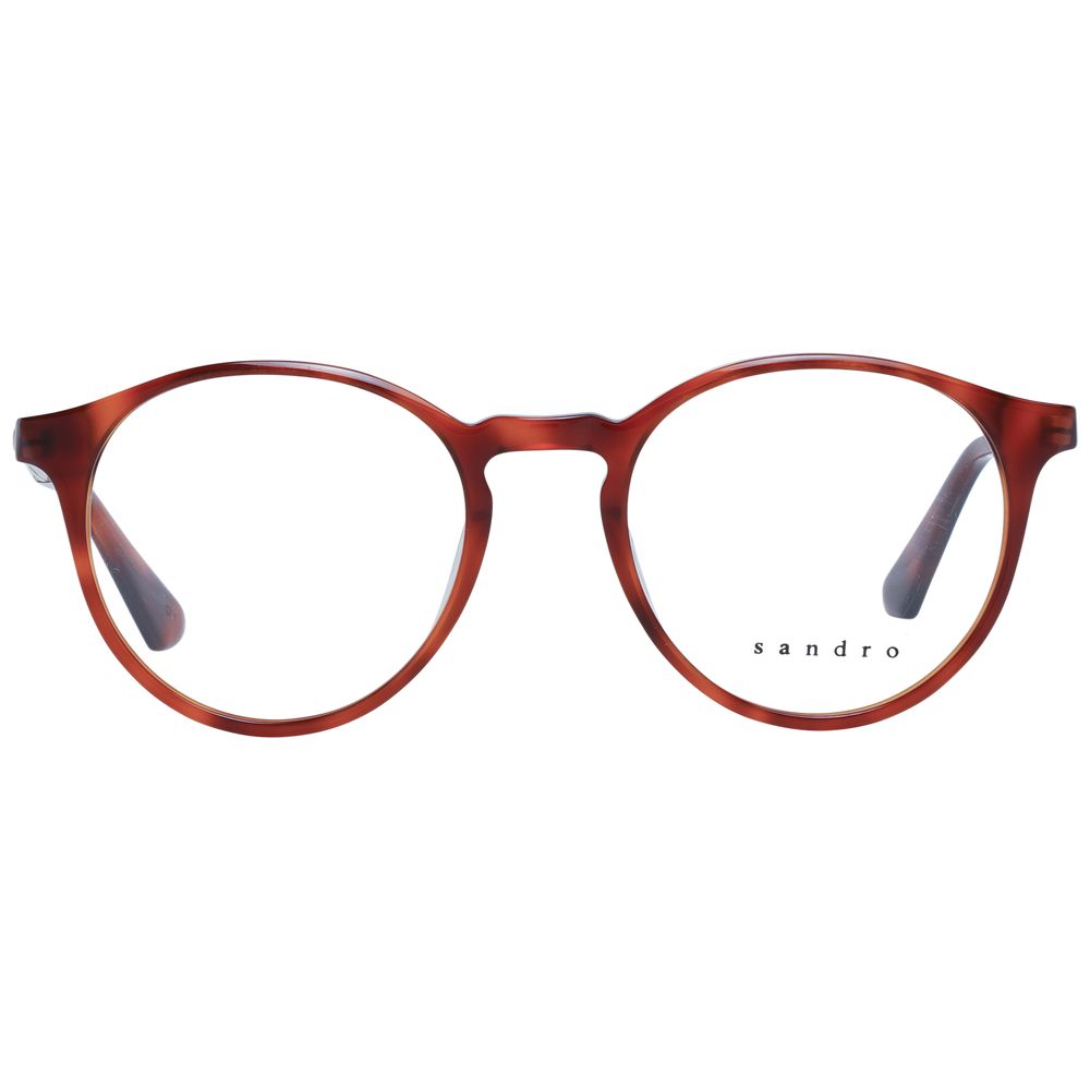 Sandro Brown Women Glasses Frame with full-rim acetate round style and demo lenses, including branded case.