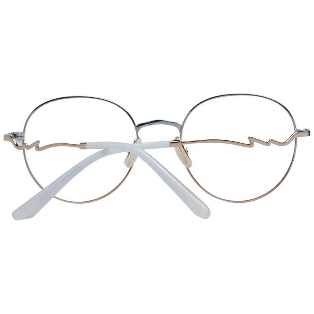 Sandro Gold Women Glasses Frame in stainless steel, full-rim style with demo lenses, round design, includes branded case. Size 51-19-140.