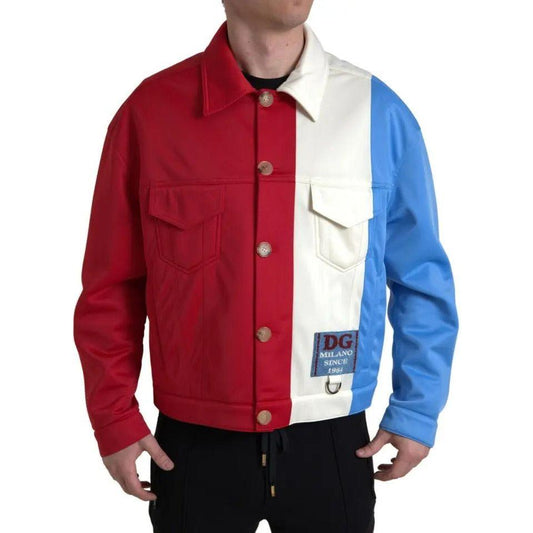 Dolce & Gabbana Multicolor Polyester Collar Short Jacket Dolce & Gabbana Brown