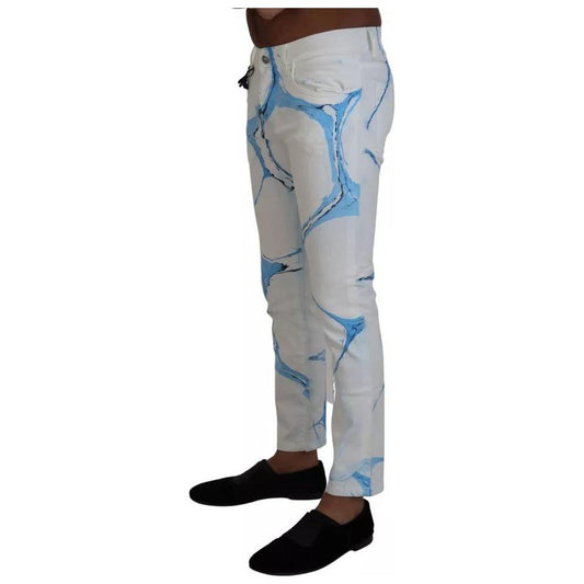 Dolce & Gabbana White Blue Cotton Skinny Denim Jeans Dolce & Gabbana Dark Gray