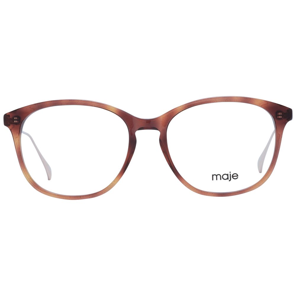 Maje Brown Women Glasses Frame full-rim acetate square design with demo lenses, includes branded case, size 51-16-140.