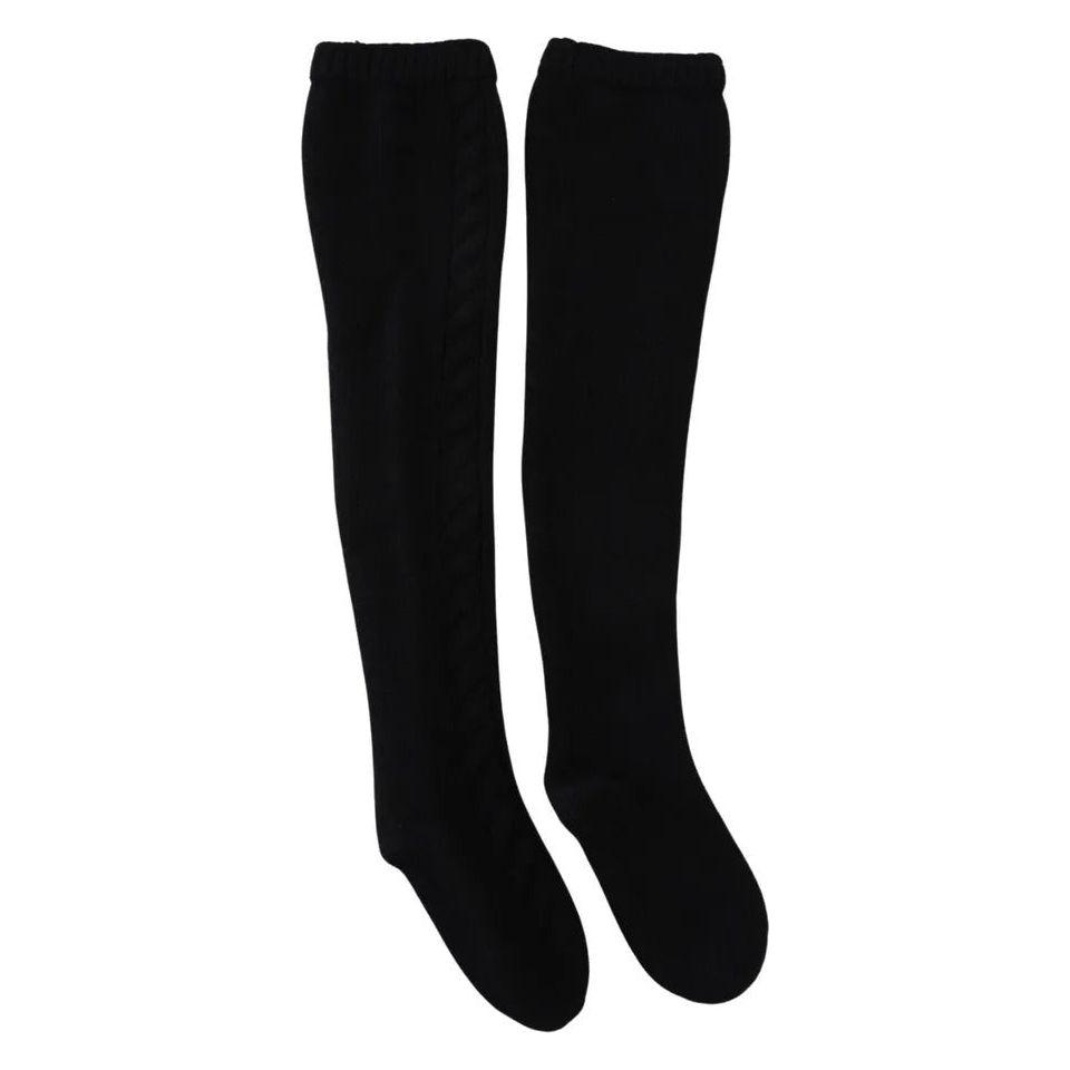 Dolce & Gabbana Black Wool Knit Calf Long Women Accessory Socks SCS2067-S