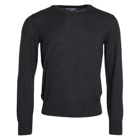 Dolce & Gabbana Dark Gray Cashmere Crewneck Pullover Sweater Dolce & Gabbana Dark Slate Gray