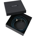 Dolce & Gabbana Blue Velvet Leather Silver Metal Buckle Belt