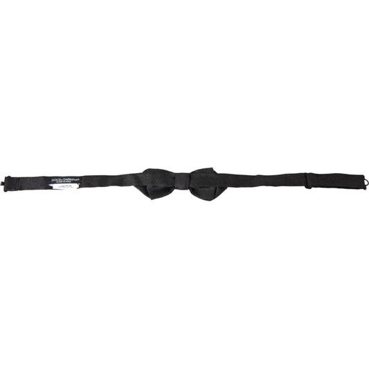 Dolce & Gabbana Black Silk Adjustable Neck Men Bow Tie