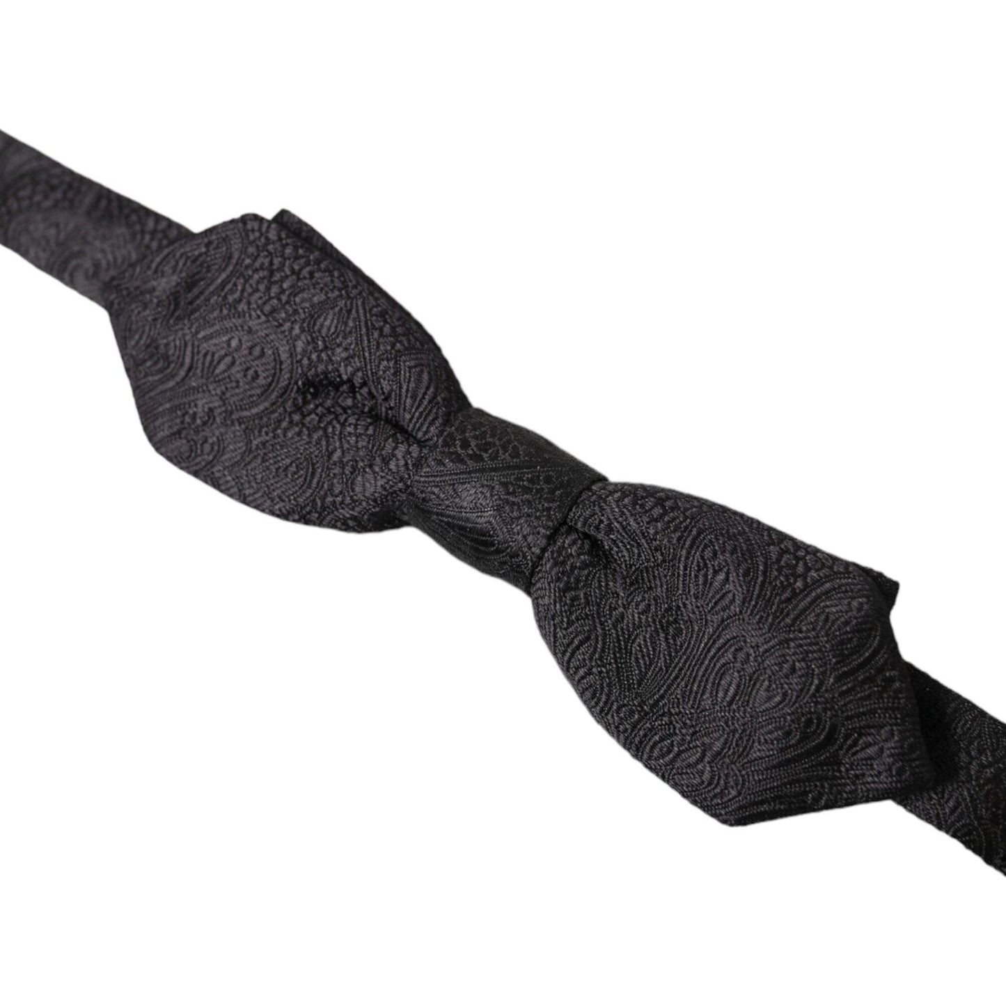Dolce & Gabbana Black Brocade Silk Adjustable Neck Bow Tie