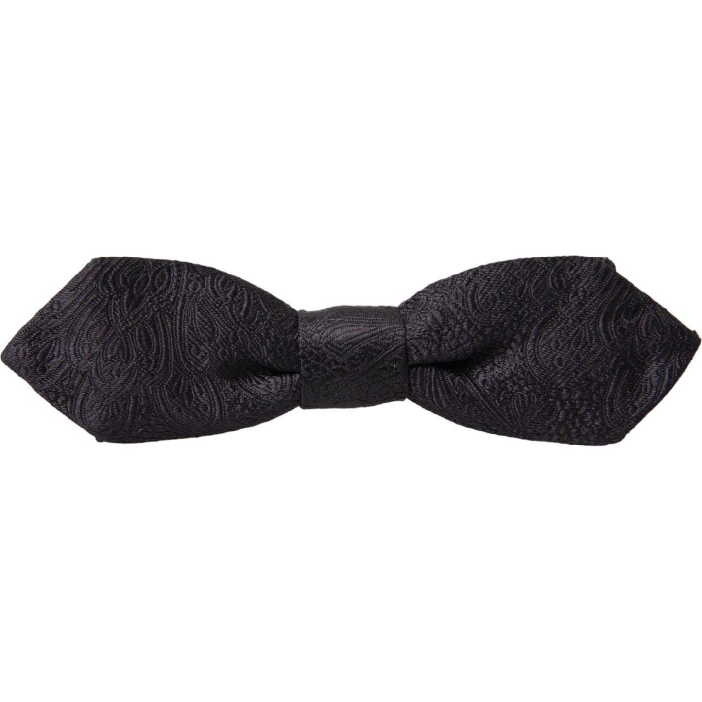 Dolce & Gabbana Black Brocade Silk Adjustable Neck Bow Tie