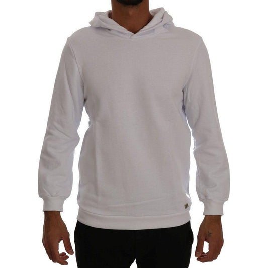 Daniele Alessandrini White Pullover Hodded Cotton Sweater TSH1346-5