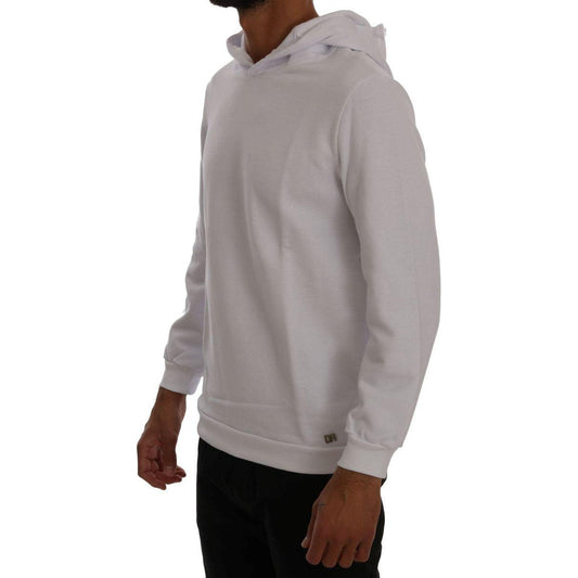 Daniele Alessandrini White Pullover Hodded Cotton Sweater TSH1346-5