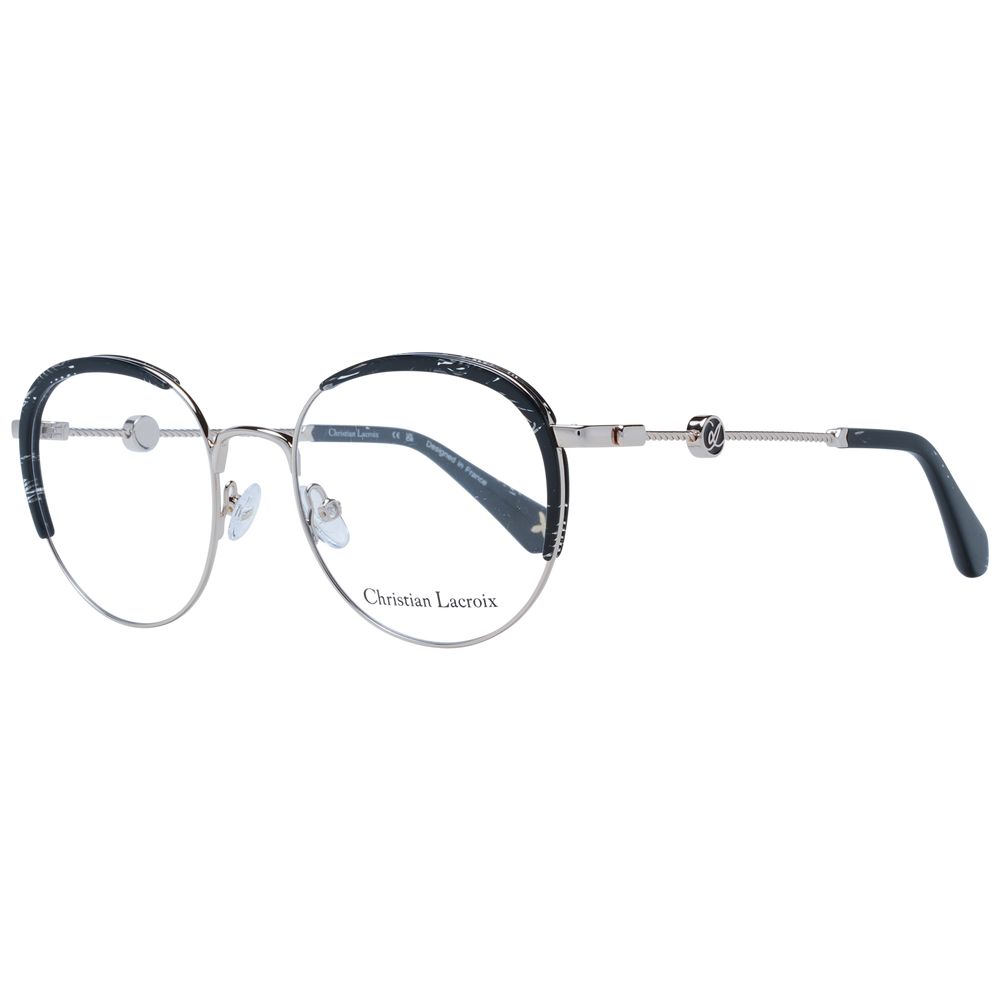 Christian Lacroix Black Metal Glasses (Frames) full-rim round style for women with demo lenses.