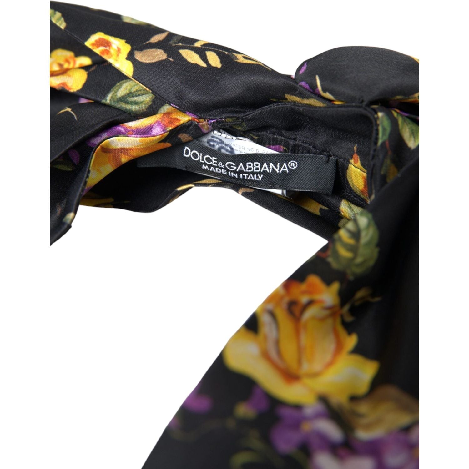 Dolce & Gabbana Black Floral Applique Silk Women Headband Diadem