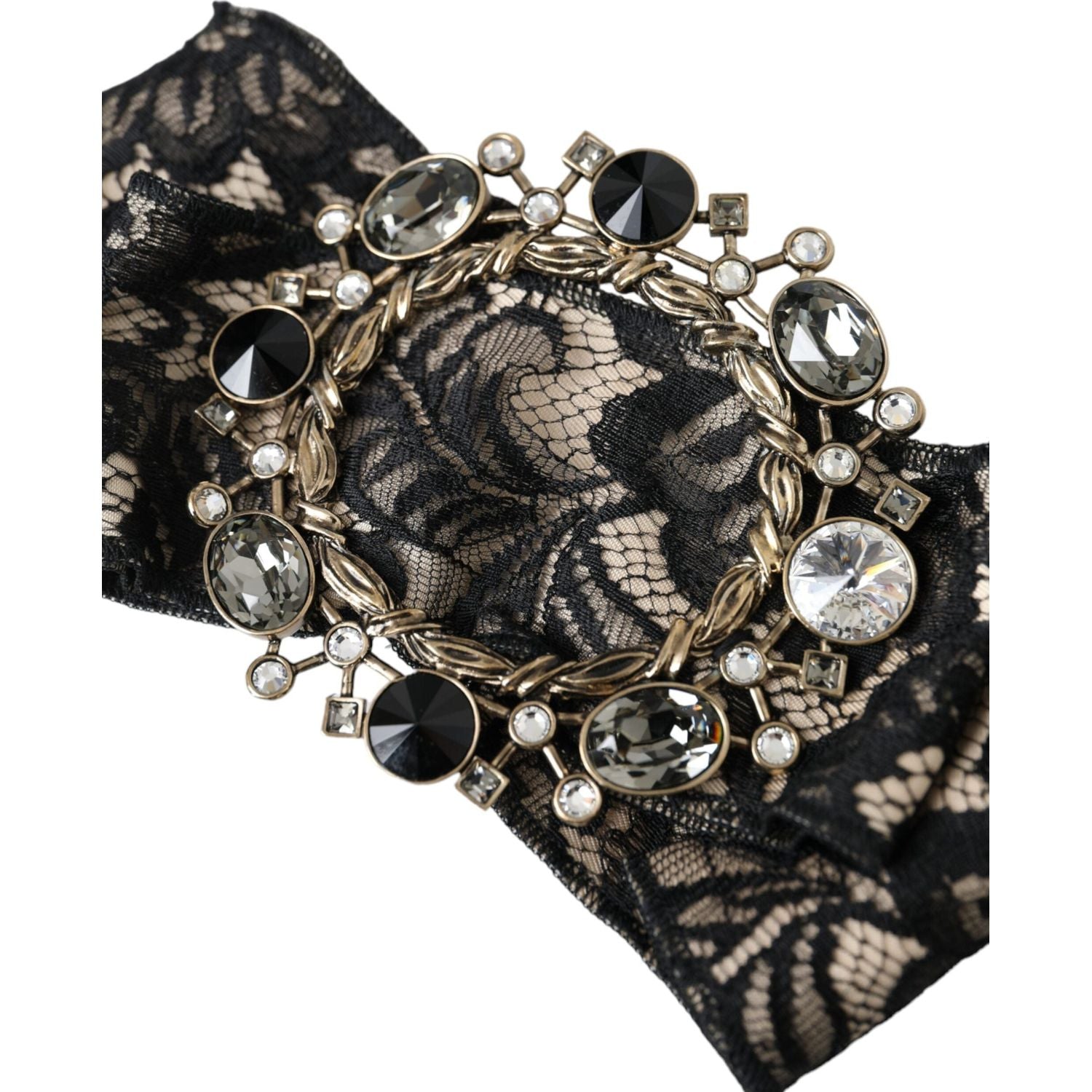 Dolce & Gabbana Black Lace Crystal Handmade Brooch Hair Pin