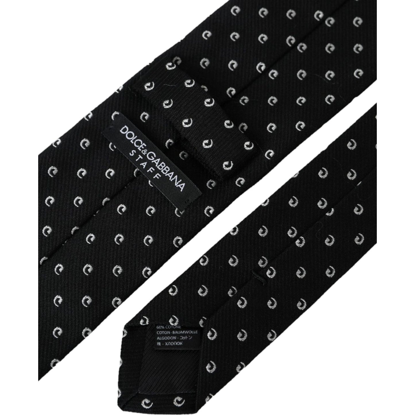 Dolce & Gabbana Black Logo Cotton Blend Adjustable Tie