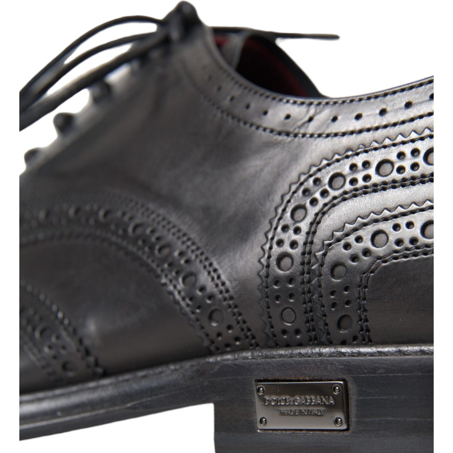 Dolce & Gabbana Black Leather Oxford Wingtip Formal Men Shoes