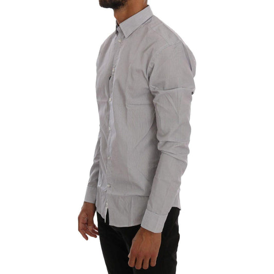 Frankie Morello White Blue Check Casual Cotton Regular Fit Shirt