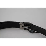 Dolce & Gabbana Black Velvet Silver Tone Metal Buckle Men Belt