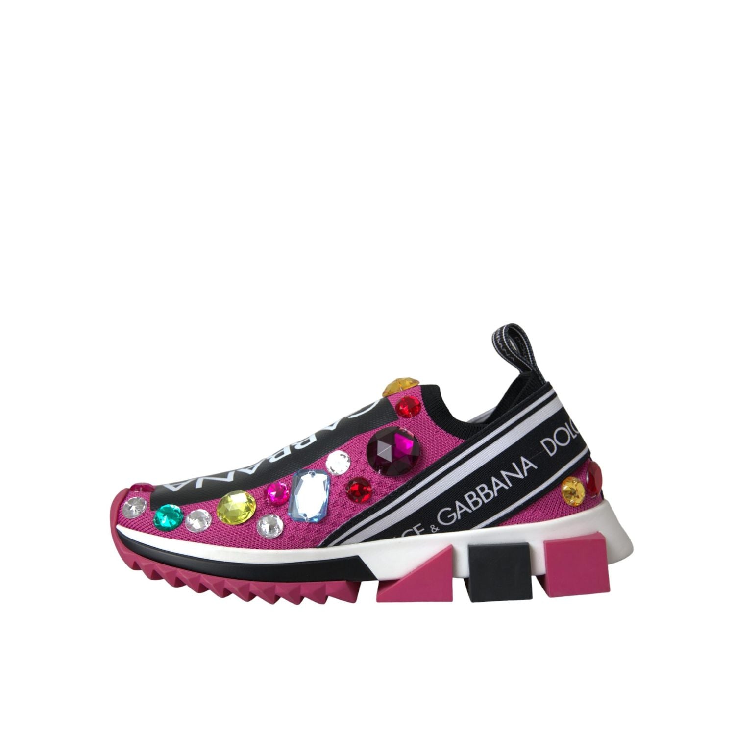 Dolce & Gabbana Pink Sorrento Crystals Sneakers Shoes