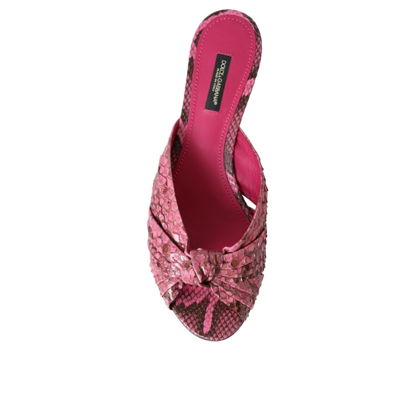 Dolce & Gabbana Pink Exotic Leather Kitten Heels Slides Shoes